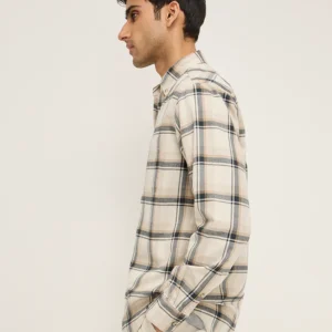 Urbanlyra Casual Checked Cotton Shirt white