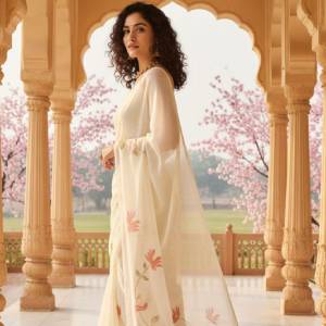 Anouk Rustic Floral Poly Chiffon Saree