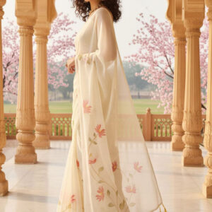 Anouk Rustic Floral Poly Chiffon Saree